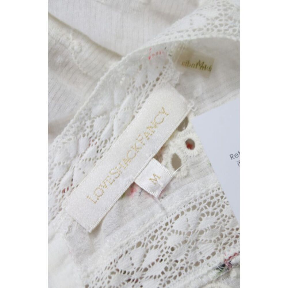 Love Shack Fancy Women White Floral Cotton Tunic Short Sleeve Bohemian Size M - Picture 7 of 7